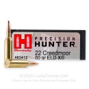 Hornady Precision Hunter 22 Creedmoor Ammo For Sale - 80 Grain ELD-X - 20 Rounds