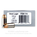 Premium 9mm Ammo For Sale - 124 Grain JHP Ammunition in Stock by Underwood - 20 Rounds