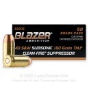 Blazer Brass Clean-Fire Suppressor 40 S&W Ammo For Sale - 180 Grain TMJ - 500 Rounds