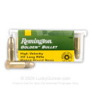 Cheap 22 LR Ammo For Sale - 40 gr Plated Round Nose Ammunition - Remington Golden Bullet - 100 Rounds