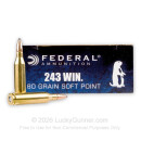 Bulk 243 Ammo For Sale - 80 gr SP - Federal Power-Shok Ammo Online - 200 Rounds