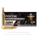 Fiocchi Hyperformance SBR Enhanced 223 Rem Ammo For Sale - 77 Grain HPBT MatchKing - 200 Rounds