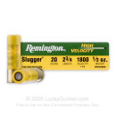 20 Gauge - 2-3/4" 1/2oz. Rifled Slug - Remington Slugger High Velocity - 250 Rounds