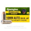 Remington Core-Lokt 10mm Auto Ammo For Sale - 200 Grain JHP - 20 Rounds