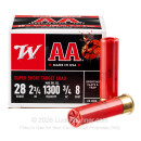 Cheap 28 Gauge Ammo For Sale - 2-3/4” 3/4oz. #8 Shot Ammunition in Stock by Winchester AA - 25 Rounds