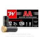 Bulk 12 Gauge Ammo For Sale - 2-3/4” 1oz. #8 Shot Ammunition in Stock by Winchester AA Super Spreader - 250 Rounds