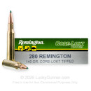Premium 280 Rem Ammo For Sale - 140 Grain Polymer Tip Ammunition in Stock by Remington Core-Lokt Tipped - 20 Rounds