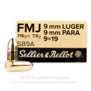 Bulk Sellier & Bellot 9mm Ammo for Sale - 115 gr FMJ (1000 Rounds)