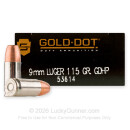 Bulk 9mm Luger Ammo For Sale - 115 gr JHP Speer Gold Dot Ammunition For Sale - 1000 Rounds
