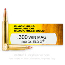 Premium 300 Winchester Magnum Ammo For Sale - 200 Grain ELD-X Ammunition in Stock by Black Hills Gold - 20 Rounds