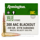 Cheap 300 AAC Blackout Ammo For Sale - 220 Grain OTFB Ammunition in Stock by Remington UMC - 50 Rounds