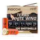 Cheap 12 Gauge Ammo For Sale - 2-3/4” 1-1/8oz. #7.5 Shot Ammunition in Stock by Fiocchi Texas White Wing - 100 Rounds