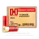 Premium 12 Gauge Ammo For Sale - 2-3/4” 24 Pellets #4 Buck Ammunition in Stock by Hornady Varmint Express - 100 Rounds