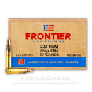 Cheap 223 Rem Ammo For Sale - 55 Grain FMJ Ammunition in Stock by Hornady Frontier - 50 Rounds