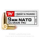 9mm Ammo - 124 gr FMJ Nato - Winchester Ammunition - 50 Rounds