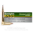 Premium 7mm Rem Mag Ammo For Sale - 150 Grain Polymer Tip Ammunition in Stock by Remington Core-Lokt Tipped - 20 Rounds