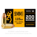 Bulk 9mm Ammo For Sale - 115 Grain FMJ Ammunition in Stock by Browning - 1000 Rounds