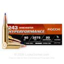 Fiocchi Hyperformance 243 Ammo For Sale - 80 Grain TTSX - 20 Rounds