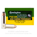 Premium 38 Special Ammo For Sale - 110 Grain SJHP Ammunition in Stock by Remington HTP - 20 Rounds