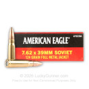 Bulk 7.62x39mm Ammo For Sale - 124 Grain FMJ Ammunition in Stock by Federal American Eagle - 500 Rounds