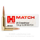 Hornady Match 25 Creedmoor Ammo For Sale - 134gr ELD Match - 20 Rounds