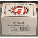 Underwood 454 Casull Ammo For Sale - 360 Grain Long Wide Nose Hard Cast - 20 Rounds