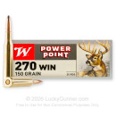 Bulk 270 Ammo For Sale - 150 Grain SP Ammunition in Stock by Winchester Power-Point - 200 Rounds