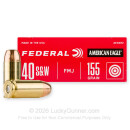 40 S&W Ammo - 155 gr FMJ - Federal American Eagle 40 cal Ammunition - 50 Rounds