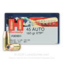 Bulk 45 ACP Ammo For Sale - 185 Grain XTP JHP Ammunition in Stock by Hornady American Gunner - 200 Rounds