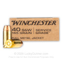 Bulk 40 S&W Ammo For Sale - 165 Grain FMJ Ammunition in Stock by Winchester Service Grade - 500 Rounds