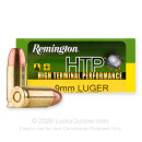 Cheap 9mm Ammo For Sale - 115 Grain JHP Ammunition in Stock by Remington HTP - 20 Rounds
