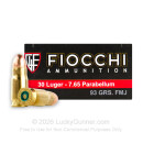 Cheap .30 Luger Ammunition - 93 gr FMJ - Fiocchi - 50 Rounds