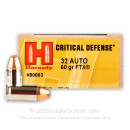 Premium 32 ACP Ammo For Sale - 60 Grain FTX Ammunition in Stock by Hornady Critical Defense - 25 Rounds