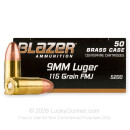 Bulk 9mm Ammo for Sale - 115 gr FMJ - CCI Blazer Brass - 1000 rounds 