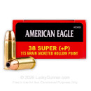 Bulk 38 Super Ammo For Sale - +P 115 Grain JHP Ammunition in Stock by Federal American Eagle  - 1000 Rounds