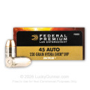 Premium Defensive 45 ACP Ammo For Sale - 230 gr Hydra Shok JHP - Federal Premium Defense Ammunition In Stock - 50 Rounds