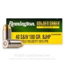 Remington Golden Saber Defense 40 S&W Ammo For Sale - 180 Grain BJHP - 20 Rounds