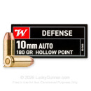 10mm Auto - 180 Grain JHP - Winchester W Defense - 500 Rounds