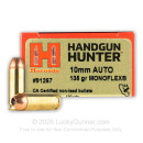 Premium 10mm Auto Ammo For Sale - 135 Grain MonoFlex Ammunition in Stock by Hornady Handgun Hunter - 20 Rounds