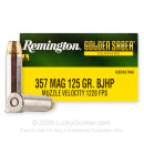 Premium 357 Mag Ammo For Sale - 125 Grain BJHP Ammunition in Stock by Remington Golden Saber Defense - 20 Rounds