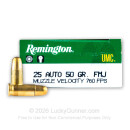 25 ACP - 50 gr MC - Remington UMC - 50 Rounds