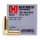 Hornady Backcountry Defense 500 S&W Magnum Ammo For Sale - 500 Grain DGH - 20 Rounds
