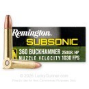 Remington Subsonic 360 Buckhammer Ammo For Sale - 250 Grain Bonded HP - 200 Rounds