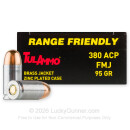 Cheap 380 Auto Ammo For Sale - 95 Grain FMJ Ammunition in Stock by Tula - 50 Rounds