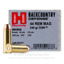 Hornady Backcountry Defense 44 Magnum Ammo For Sale - 240 Grain DGH - 20 Rounds