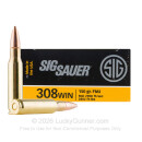 Cheap 308 Ammo For Sale - 150 Grain FMJ Ammunition in Stock by Sig Sauer - 20 Rounds