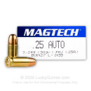 25 ACP - 50 gr FMJ - Magtech - 50 Rounds
