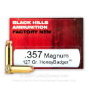 Premium 357 Mag Ammo For Sale - 127 Grain HoneyBadger Ammunition in Stock by Black Hills Ammunition - 50 Rounds