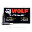 Cheap 300 AAC Blackout Ammo For Sale - 145 Grain FMJ Ammunition in Stock by Wolf - 20 Rounds