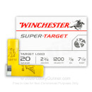20 Gauge Ammo - 2-3/4" Lead Shot Target shells - 7/8 oz - #7-1/2 - Winchester Super Target - 250 Rounds